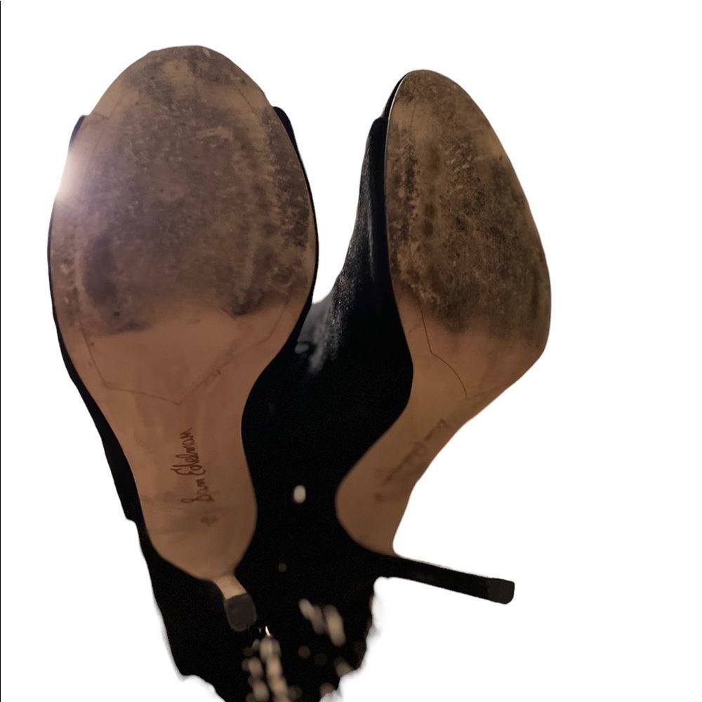Sam Edelman Arizona Tassel Peep Toe Heel Black - Picture 8 of 11